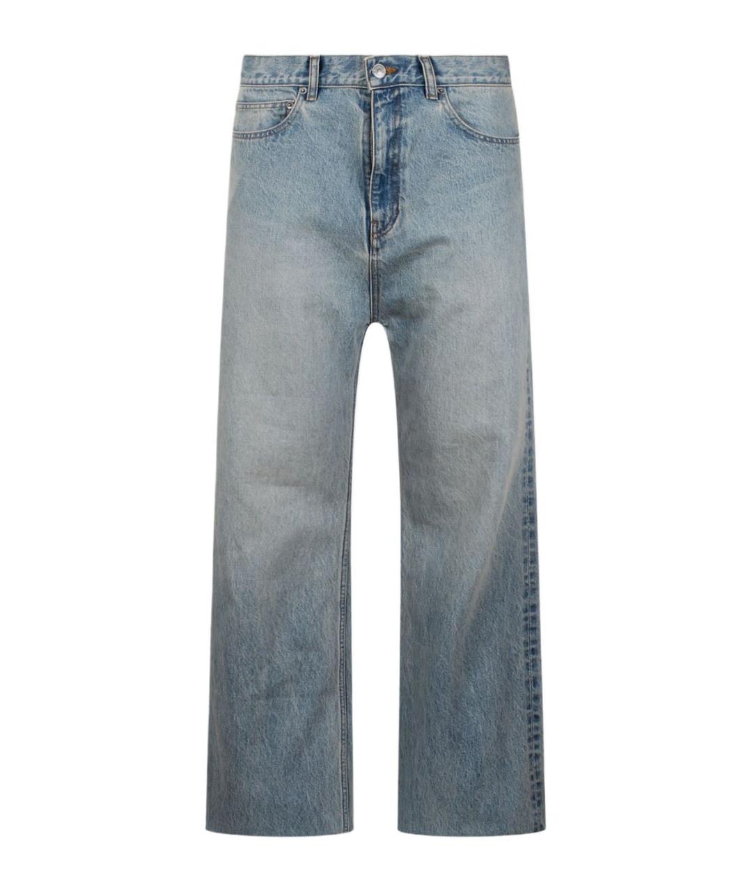 BALENCIAGA Голубые хлопковые прямые джинсы, фото 1