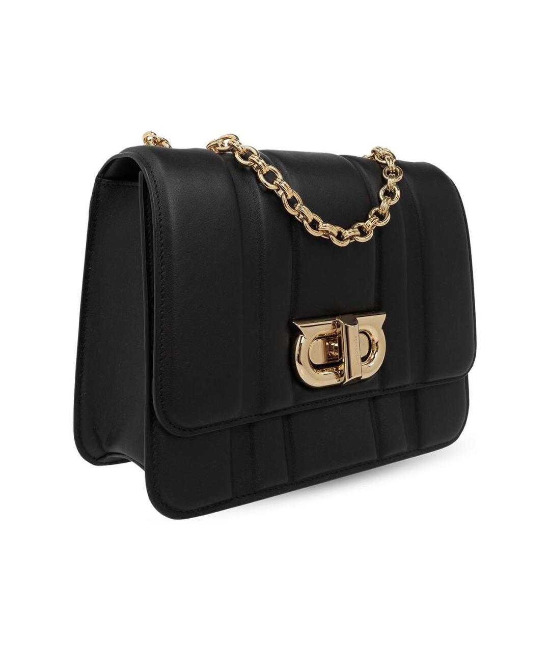 FERRAGAMO Черная кожаная сумка через плечо, фото 3