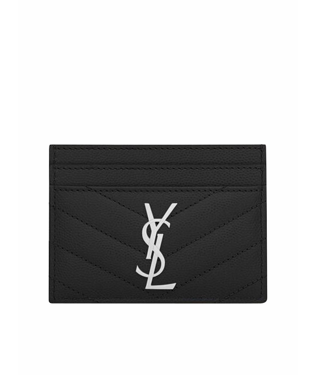 SAINT LAURENT Черный кожаный кардхолдер, фото 1