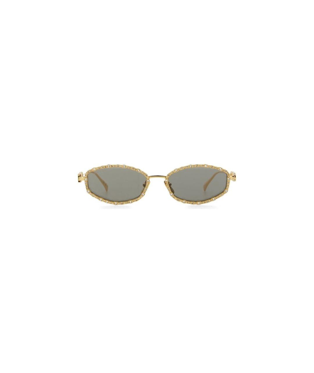 GUCCI Золотые металлические солнцезащитные очки, фото 2