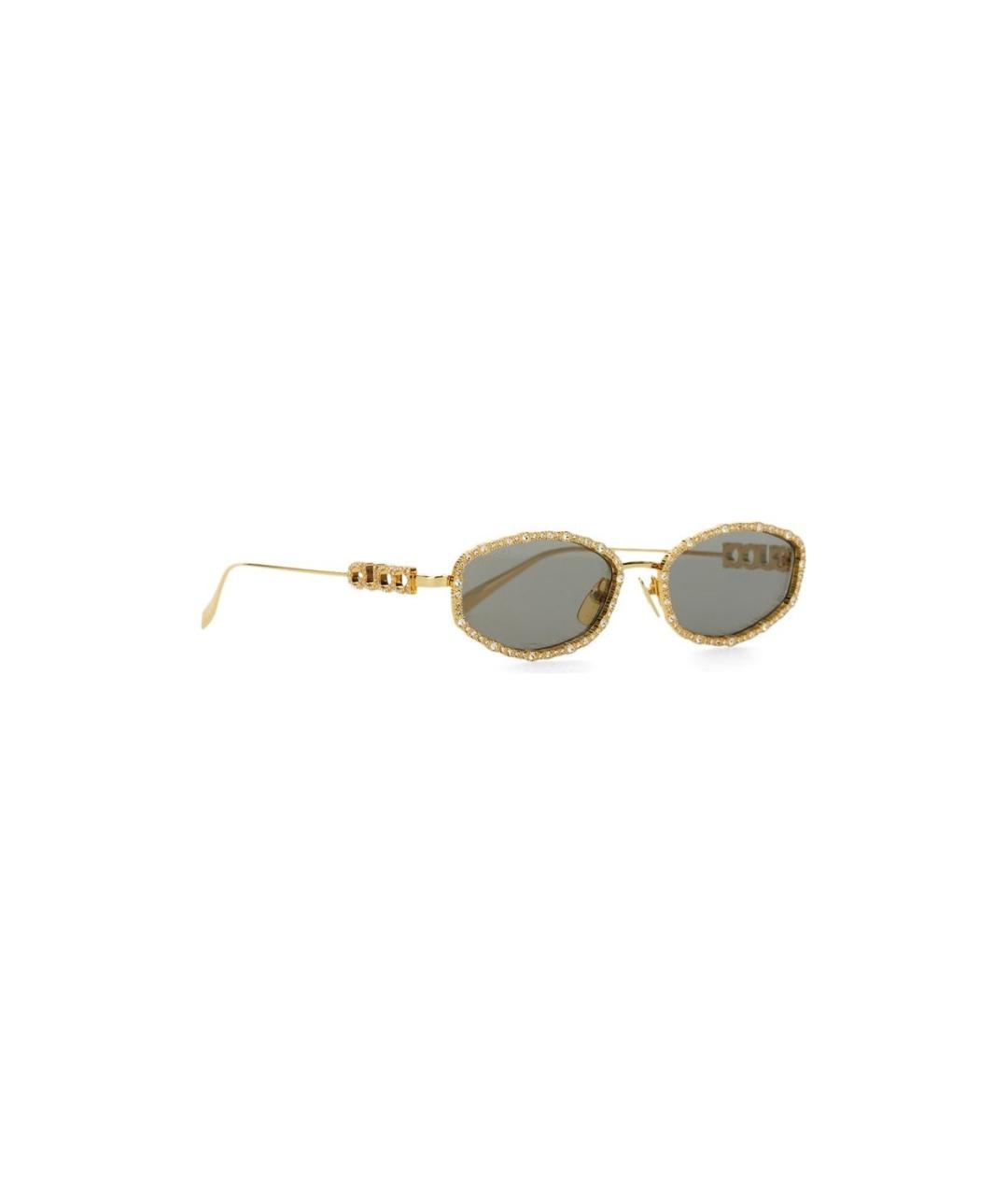 GUCCI Золотые металлические солнцезащитные очки, фото 1