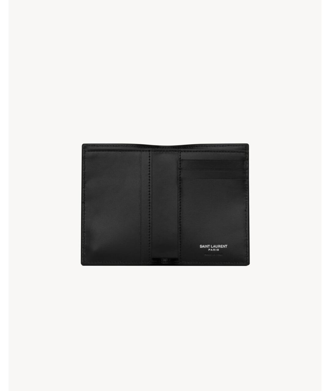SAINT LAURENT Черный кожаный кошелек, фото 4