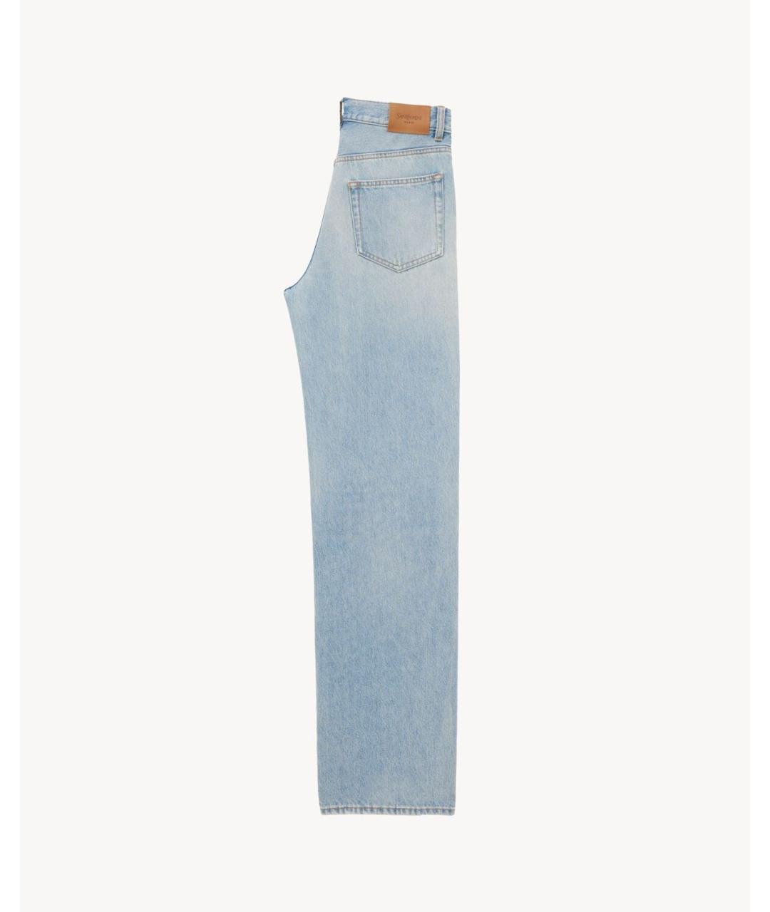 SAINT LAURENT Голубые хлопковые прямые джинсы, фото 2