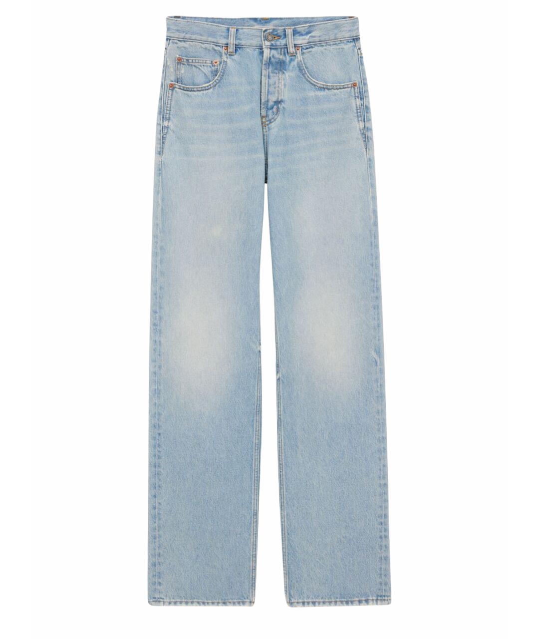 SAINT LAURENT Голубые хлопковые прямые джинсы, фото 1