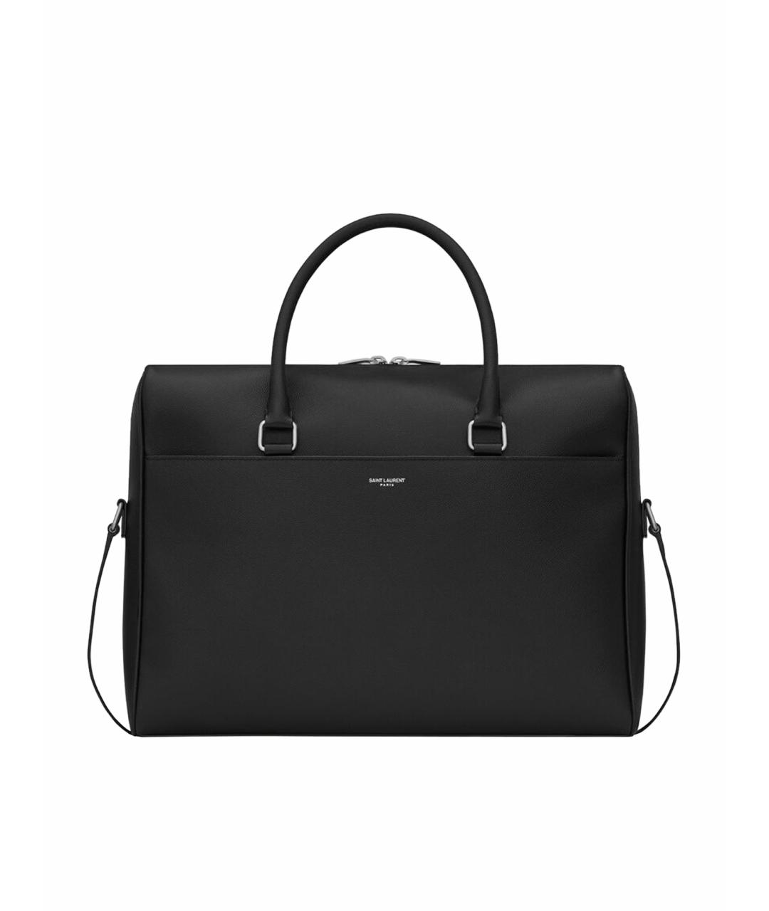 SAINT LAURENT Черный кожаный портфель, фото 1