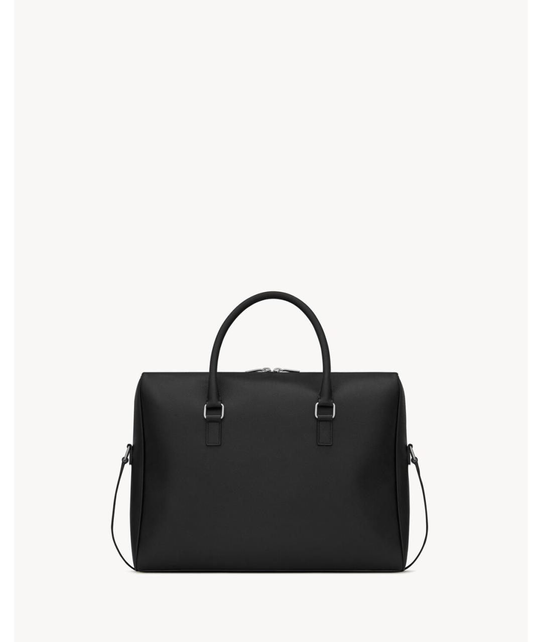 SAINT LAURENT Черный кожаный портфель, фото 2