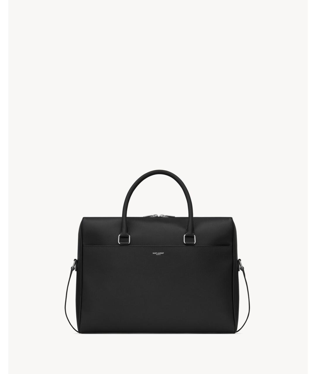 SAINT LAURENT Черный кожаный портфель, фото 5