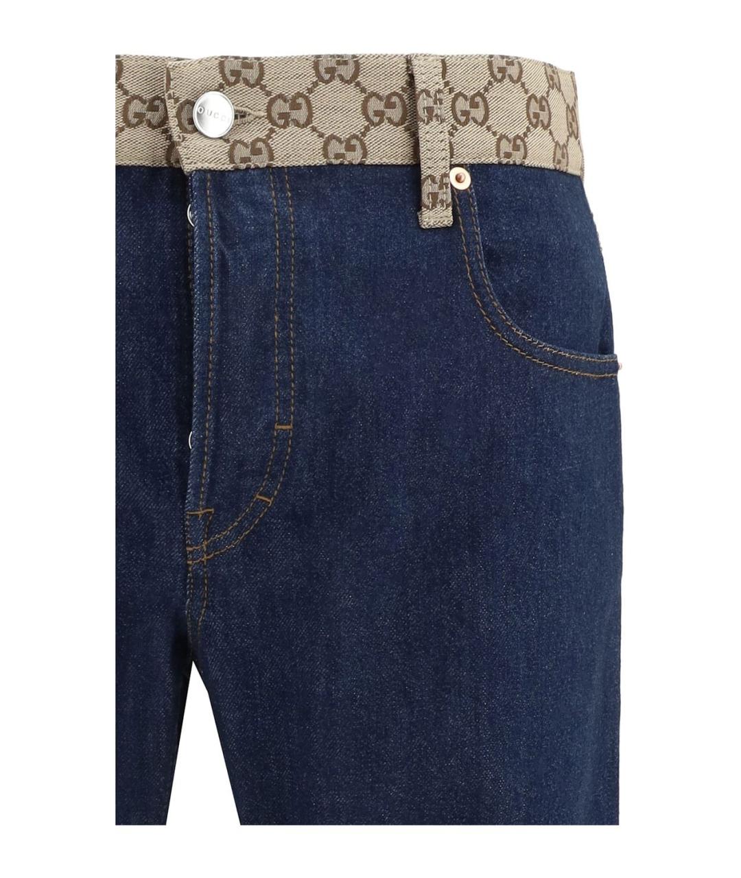 GUCCI Темно-синие хлопковые прямые джинсы, фото 3