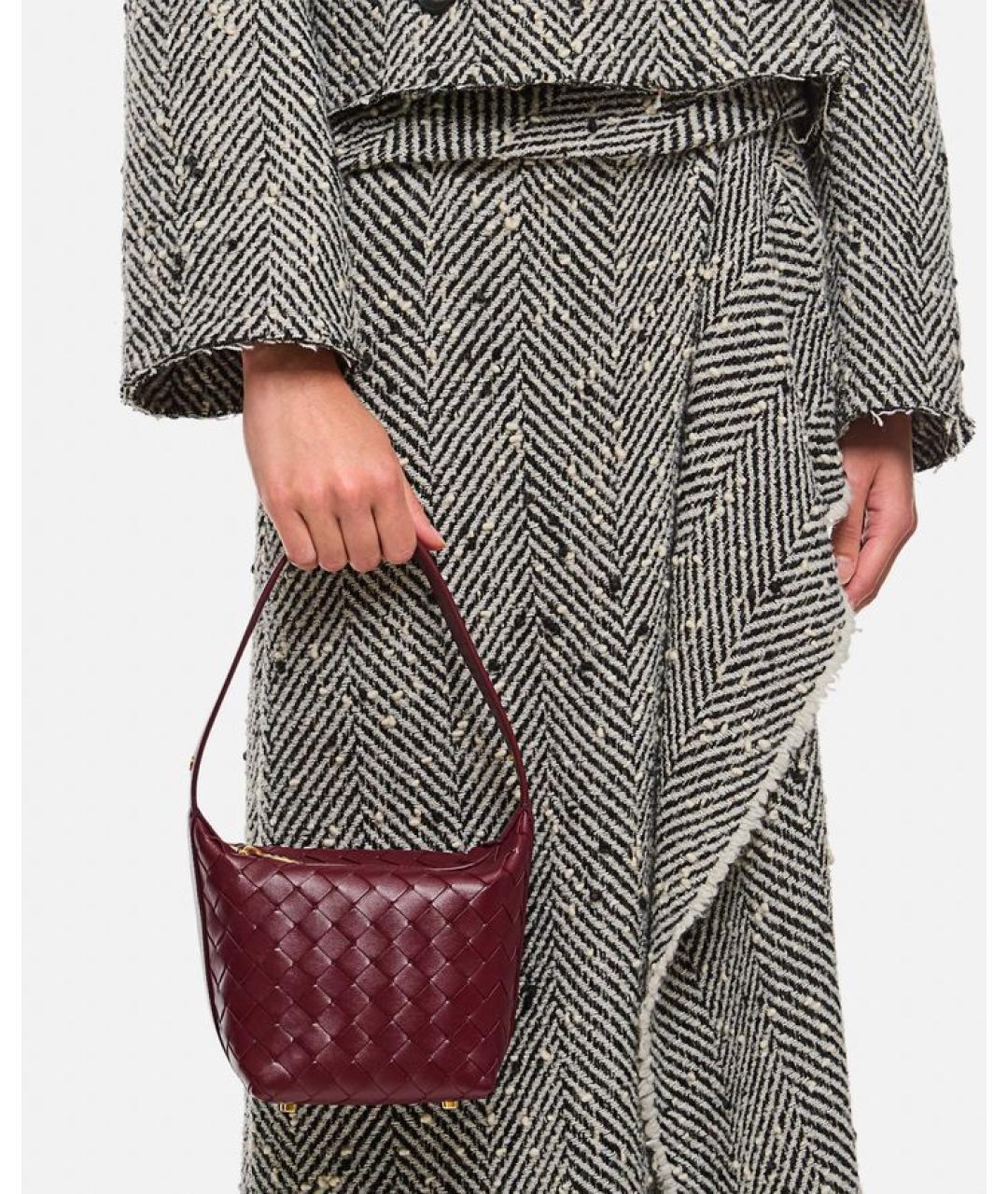 BOTTEGA VENETA Бордовая кожаная сумка с короткими ручками, фото 3