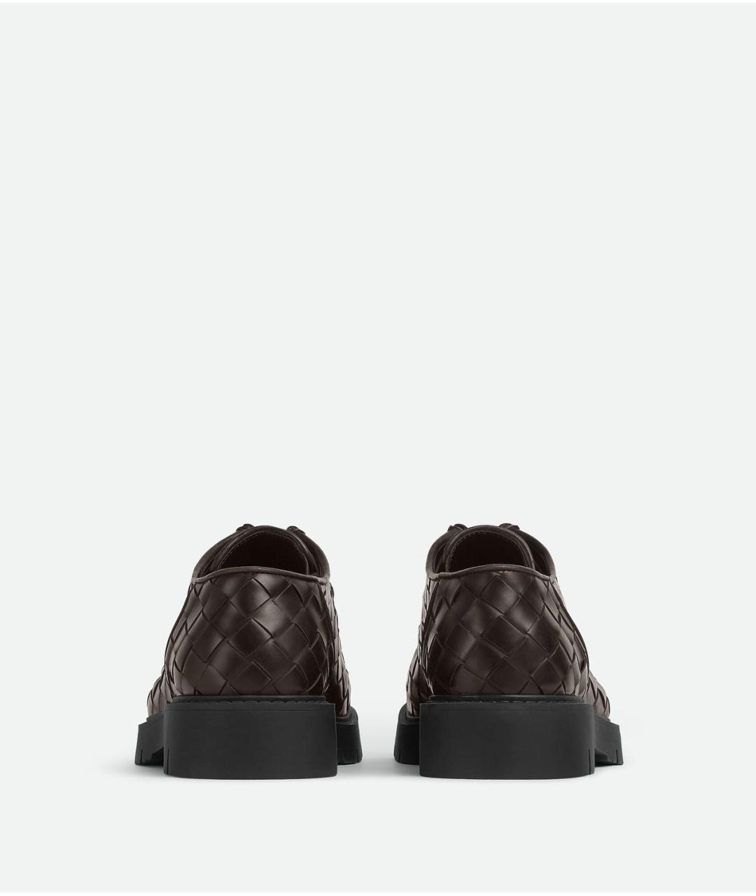 BOTTEGA VENETA Коричневые кожаные низкие ботинки, фото 4
