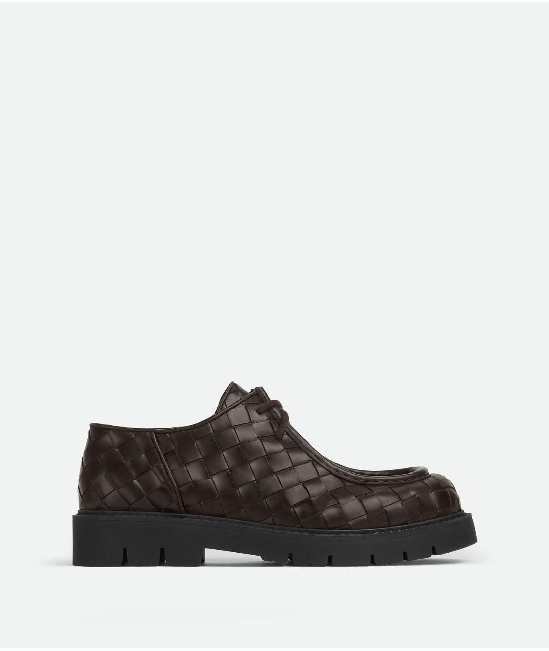 BOTTEGA VENETA Коричневые кожаные низкие ботинки, фото 5