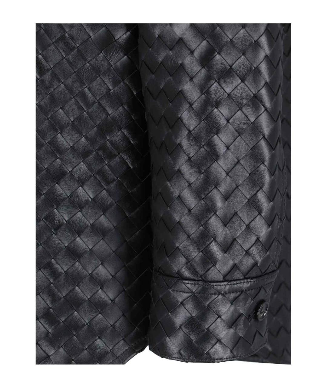 BOTTEGA VENETA Черная кожаная рубашка, фото 4