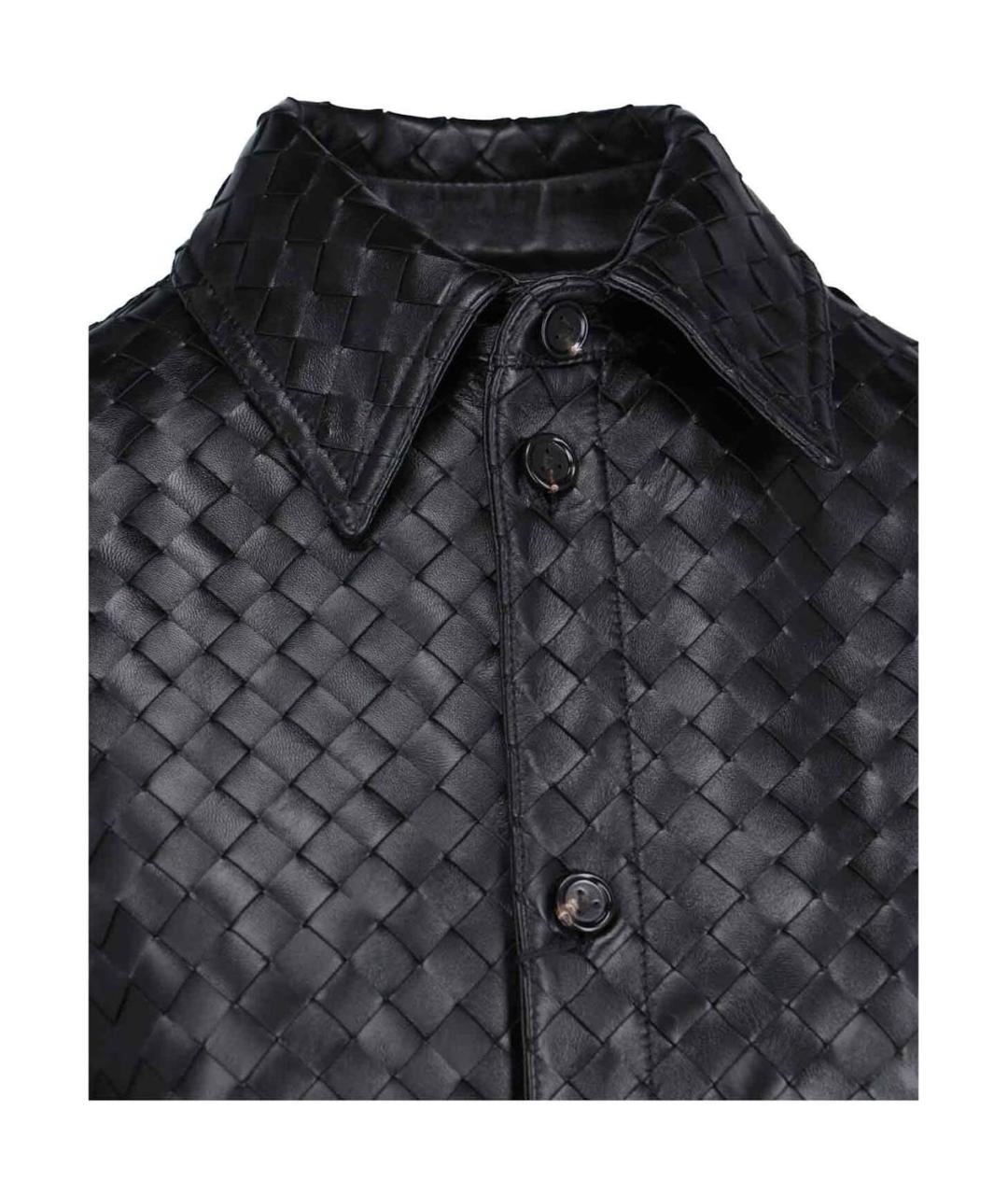 BOTTEGA VENETA Черная кожаная рубашка, фото 3