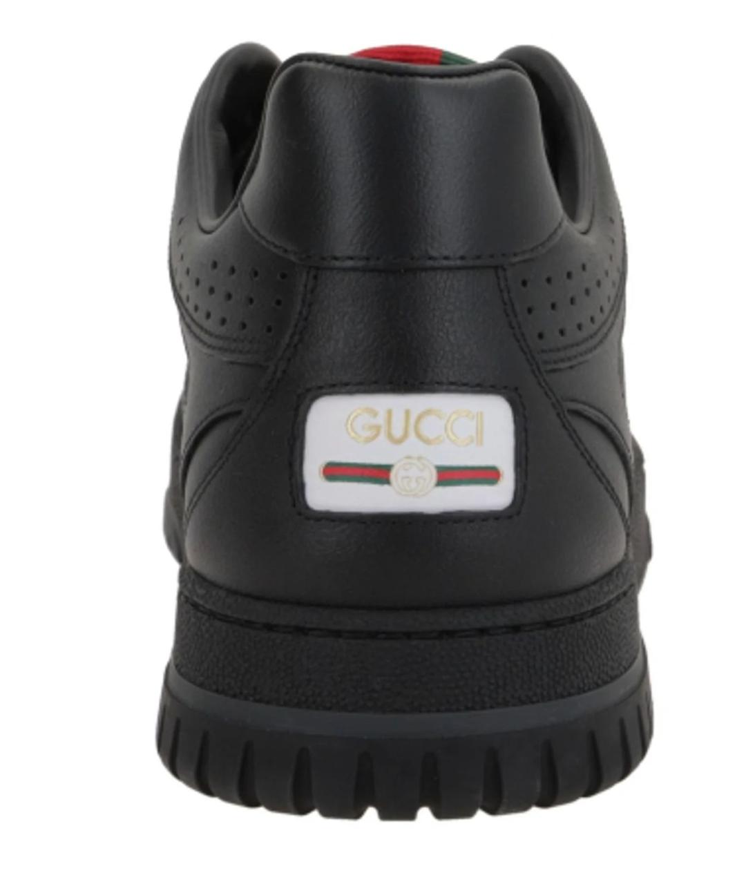 GUCCI Черные кожаные низкие кроссовки / кеды, фото 3