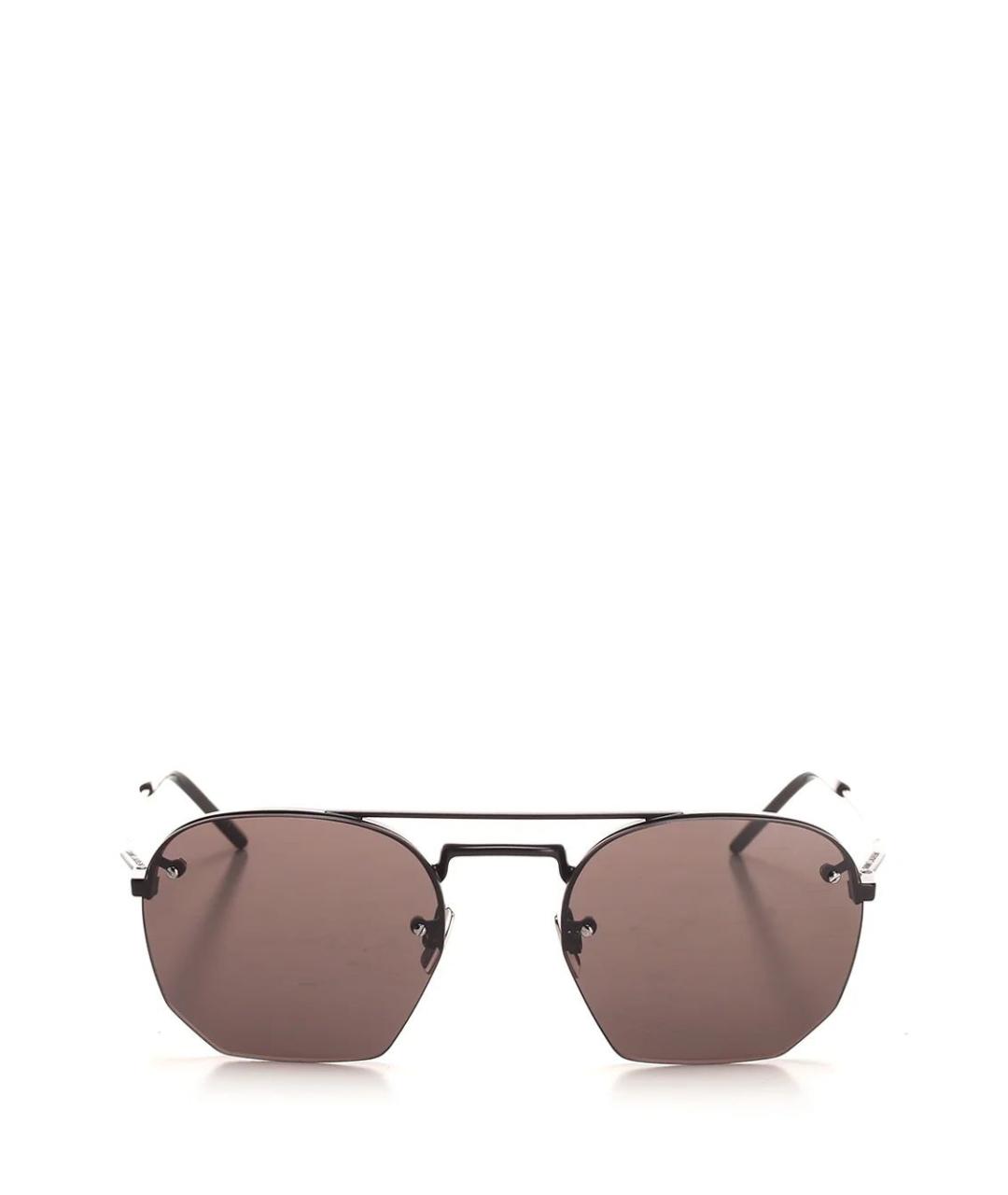 SAINT LAURENT Черные металлические солнцезащитные очки, фото 1