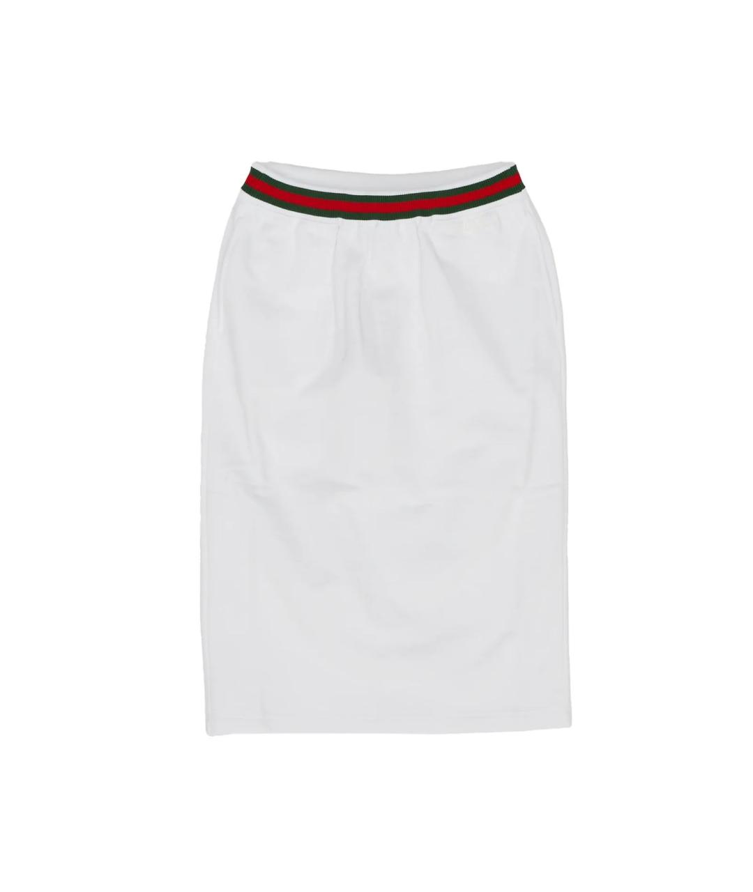 GUCCI Белая хлопковая юбка миди, фото 1