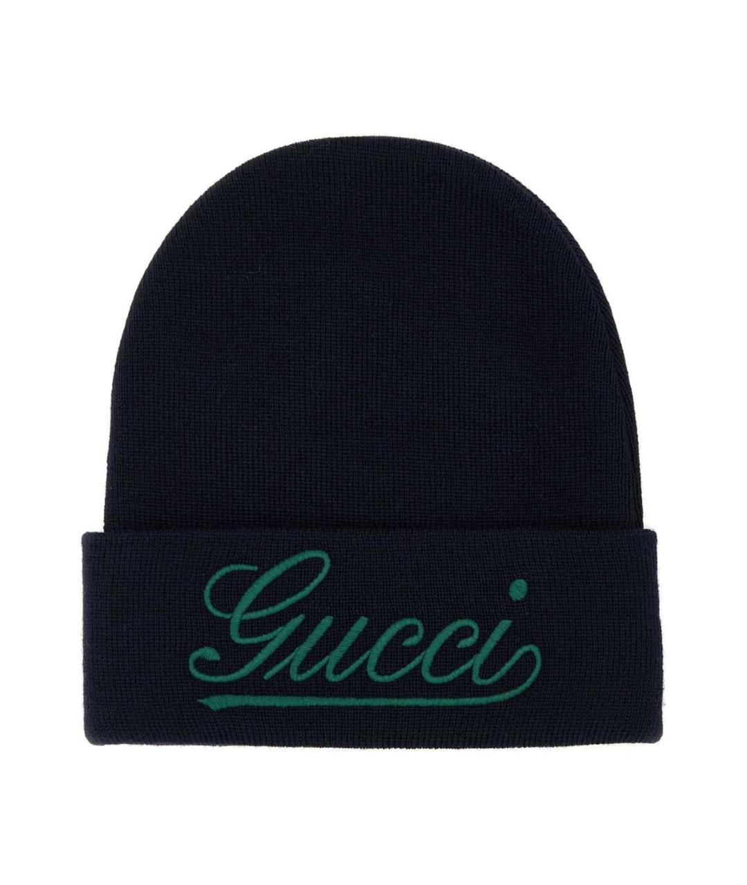 GUCCI Темно-синяя шерстяная шапка, фото 1