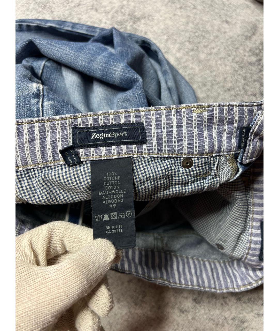 ERMENEGILDO ZEGNA Синие хлопковые прямые джинсы, фото 7