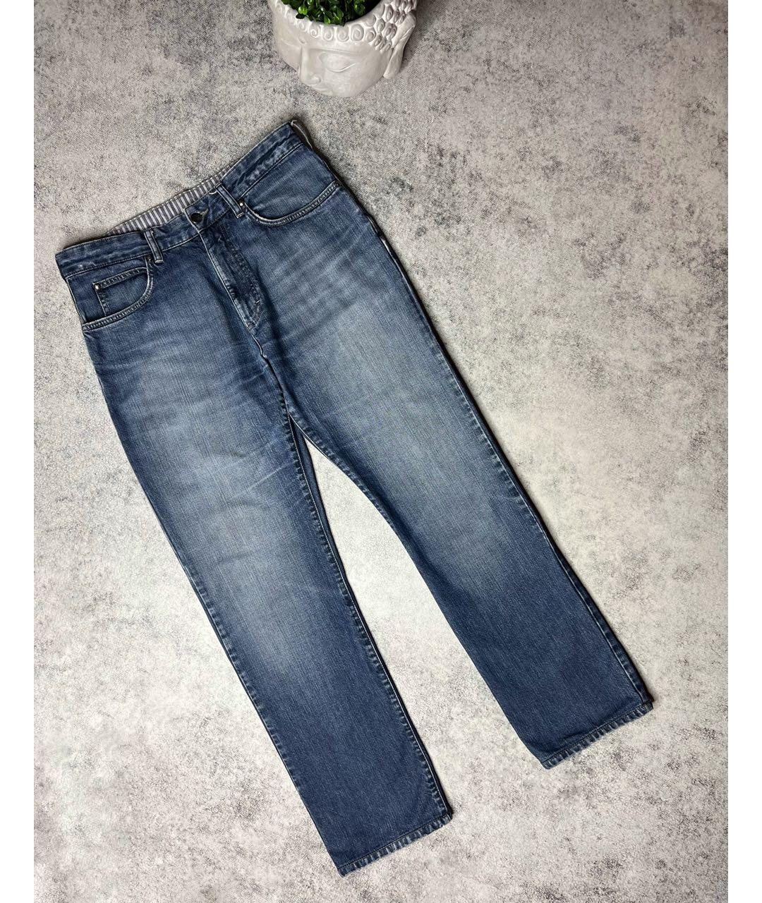 ERMENEGILDO ZEGNA Синие хлопковые прямые джинсы, фото 9