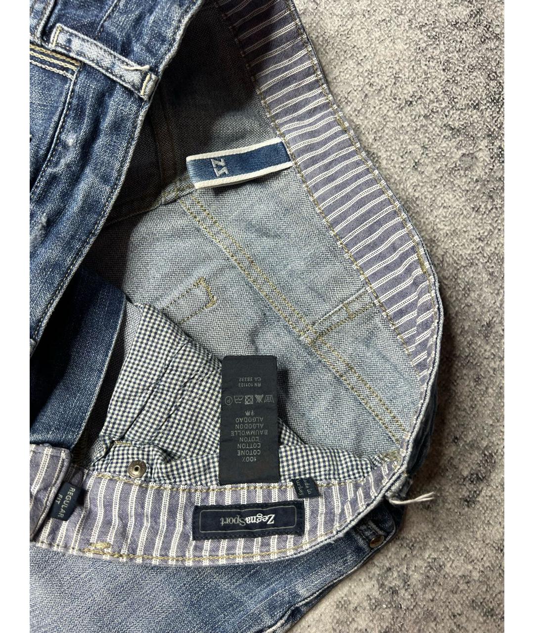 ERMENEGILDO ZEGNA Синие хлопковые прямые джинсы, фото 6
