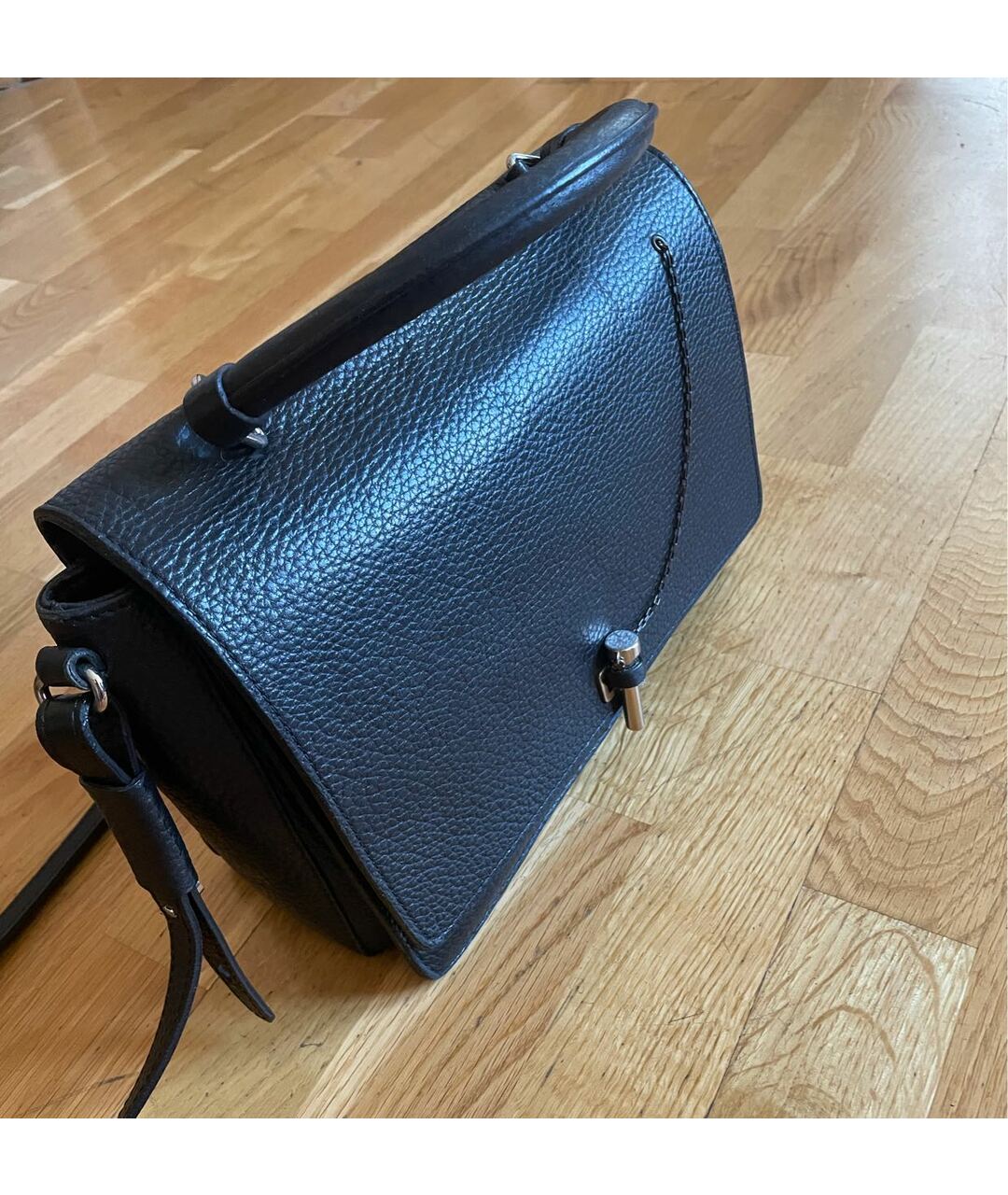 CARVEN Антрацитовая кожаная сумка тоут, фото 2