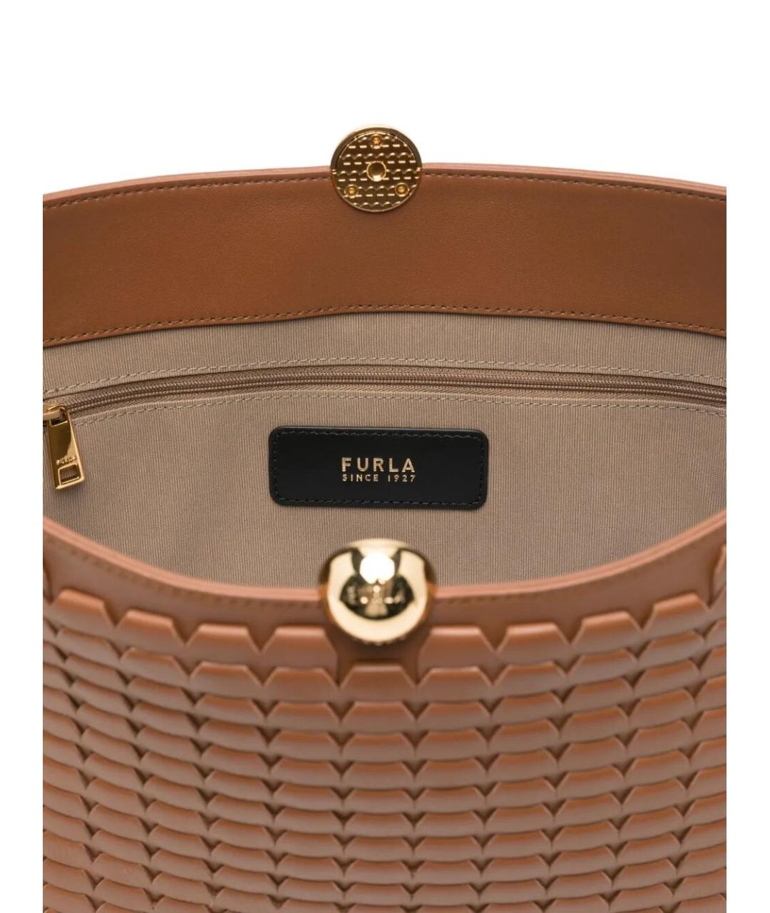 FURLA Коричневая кожаная сумка через плечо, фото 2
