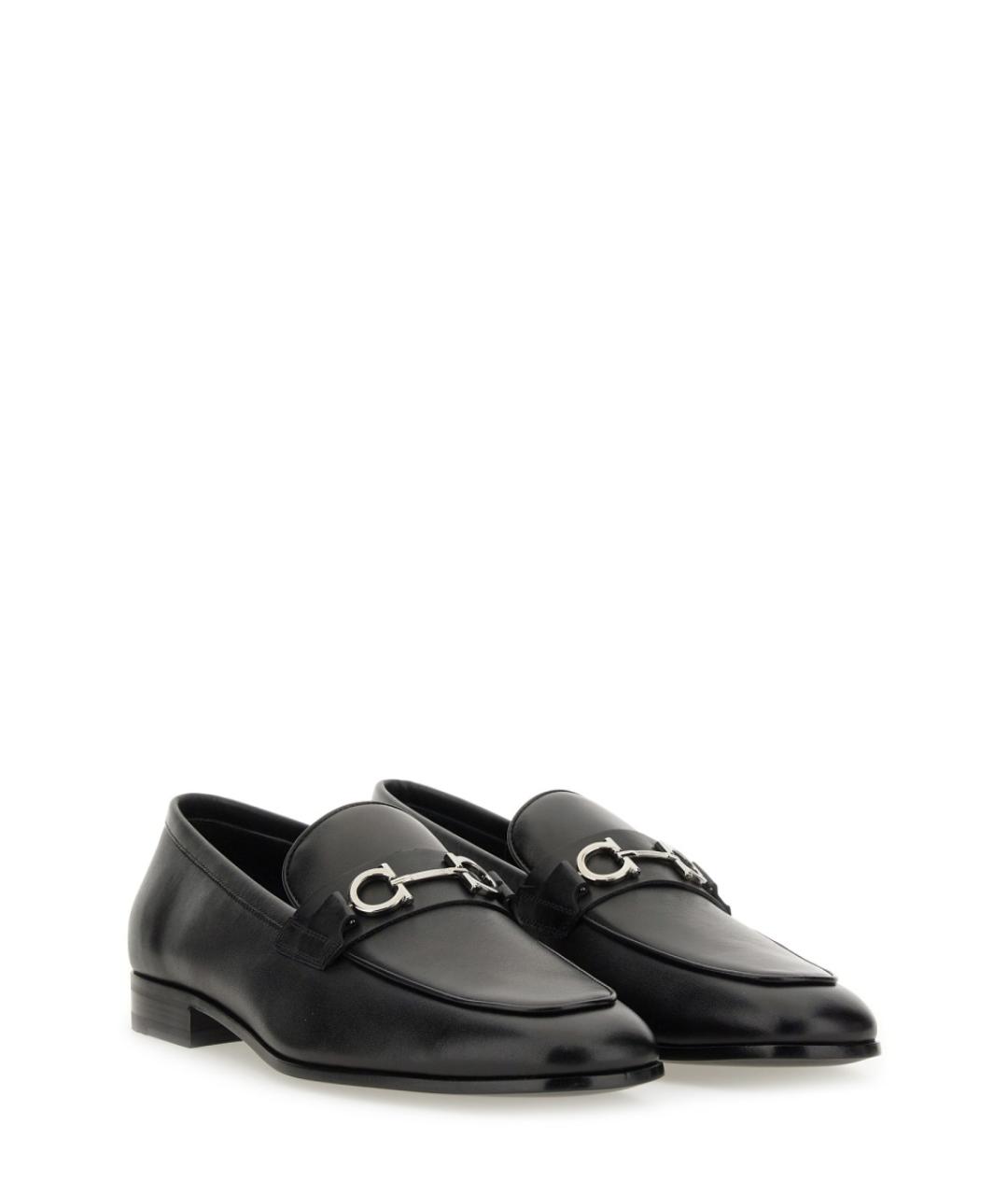 FERRAGAMO Черные кожаные лоферы, фото 2