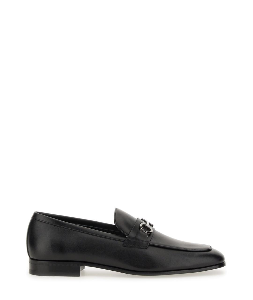 FERRAGAMO Черные кожаные лоферы, фото 1