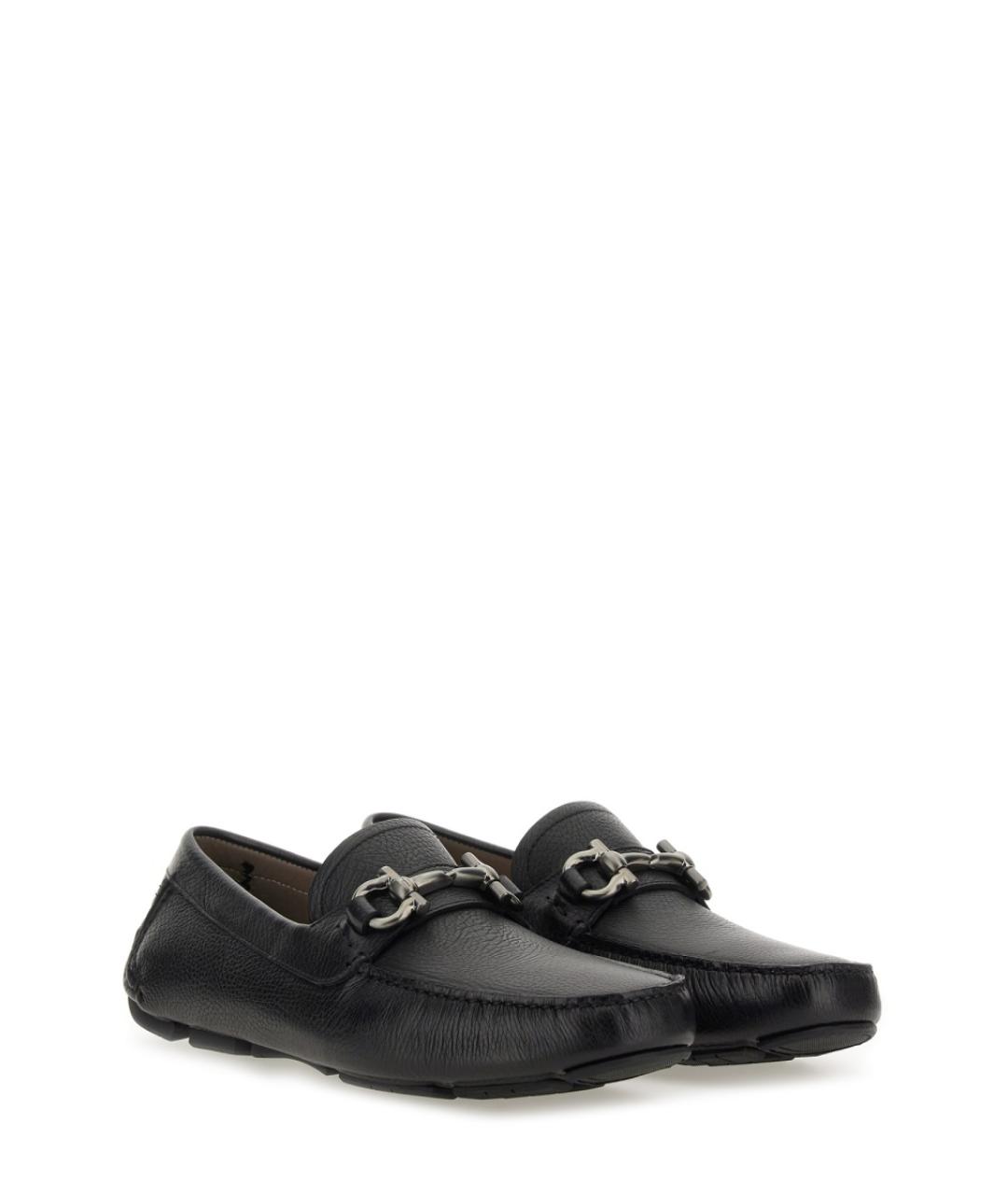 FERRAGAMO Черные кожаные мокасины, фото 2