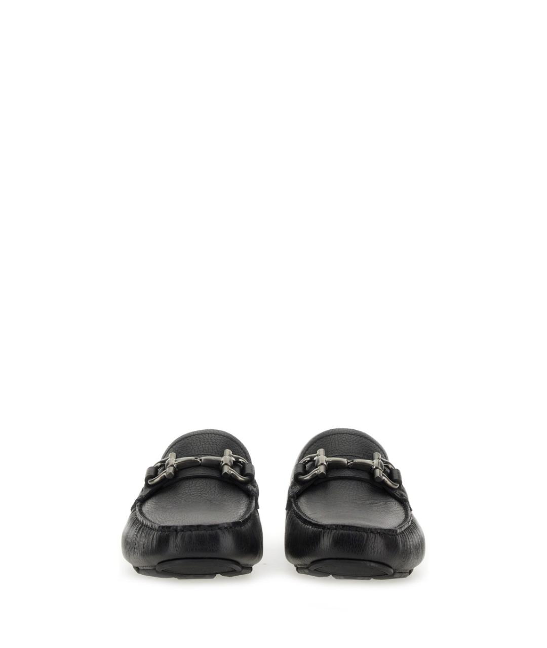 FERRAGAMO Черные кожаные мокасины, фото 4