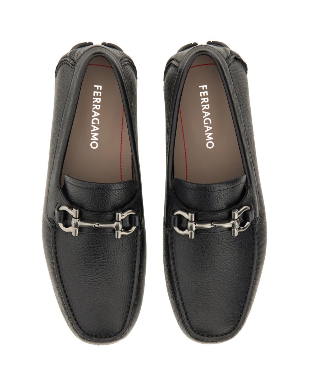 FERRAGAMO Черные кожаные мокасины, фото 5
