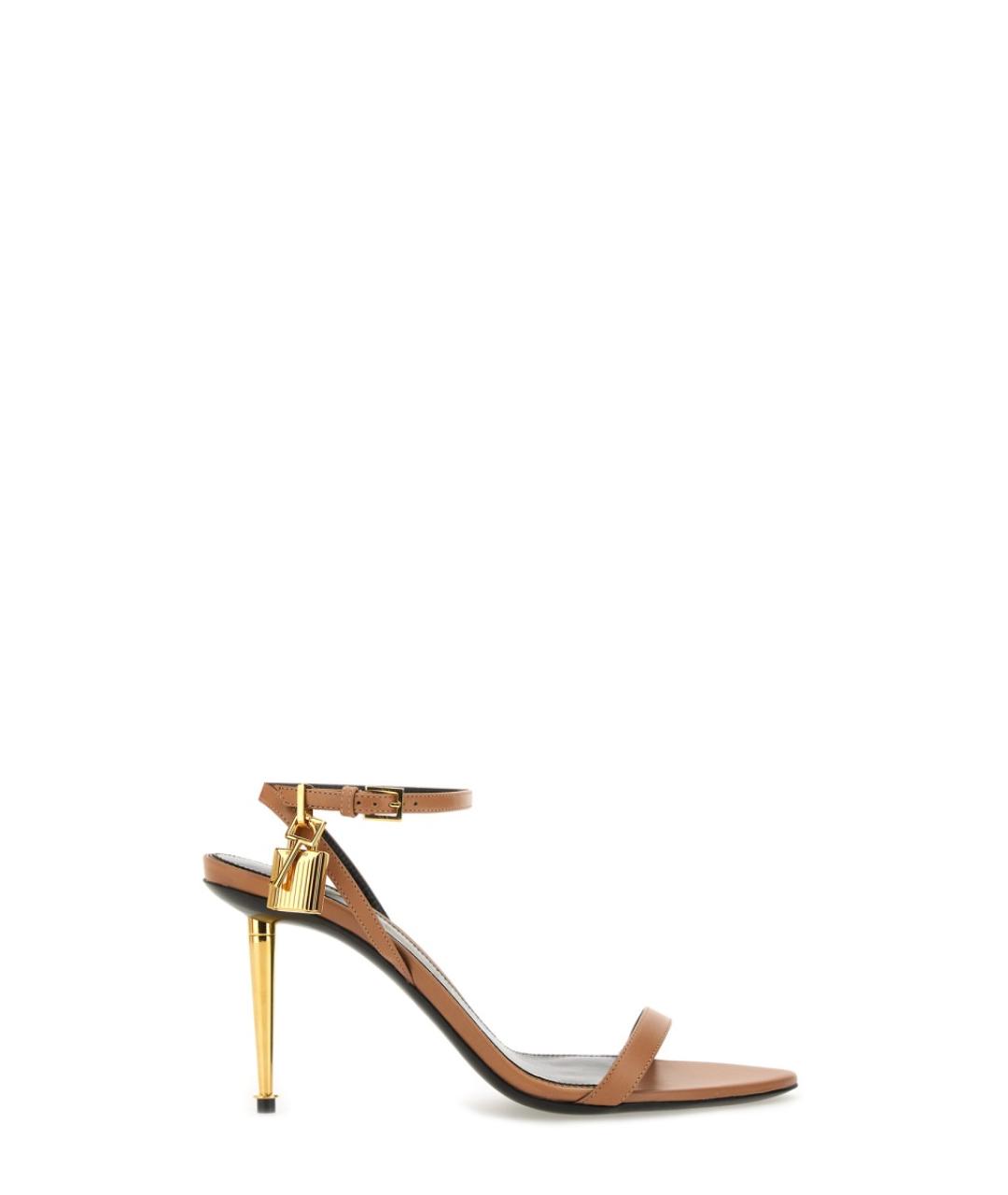 TOM FORD Бежевые кожаные босоножки, фото 1