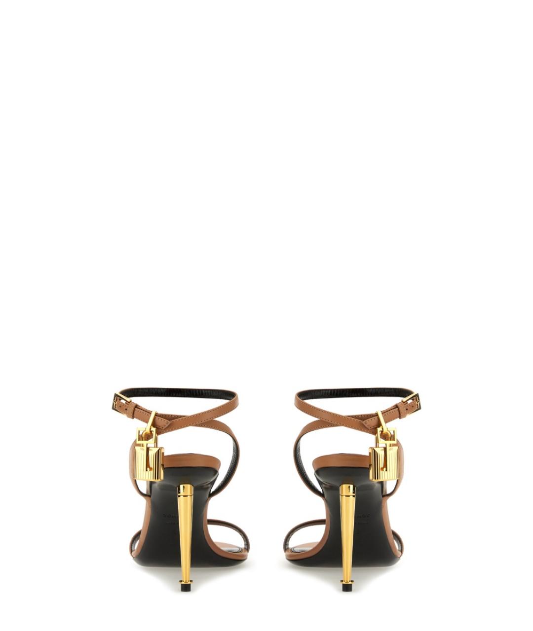 TOM FORD Бежевые кожаные босоножки, фото 3
