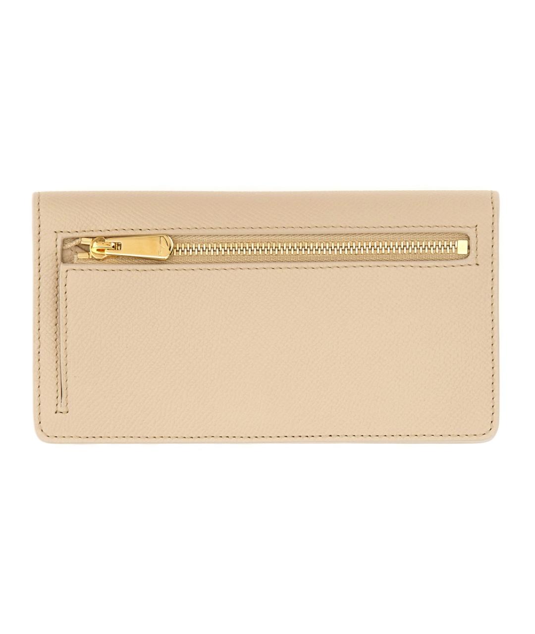 FERRAGAMO Бежевый кожаный кошелек, фото 2