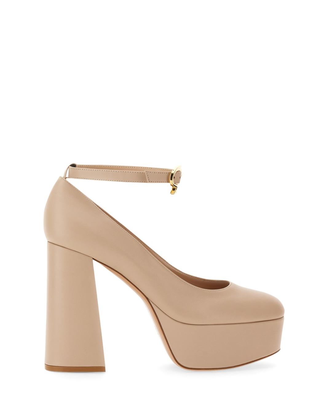 GIANVITO ROSSI Бежевые кожаные туфли, фото 1