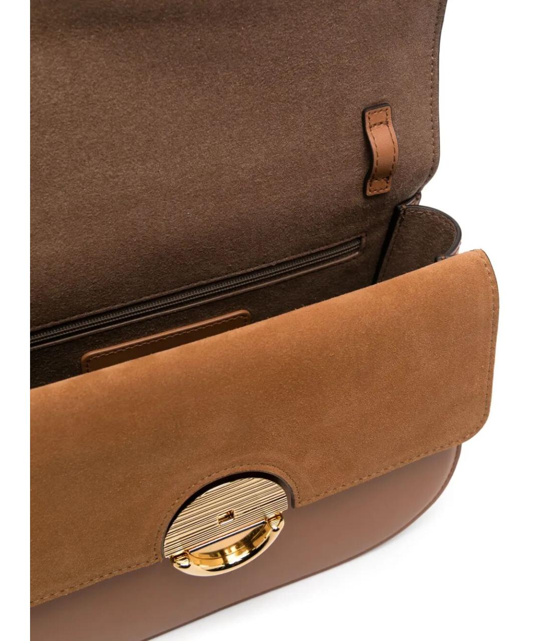 FURLA Коричневая кожаная сумка через плечо, фото 4