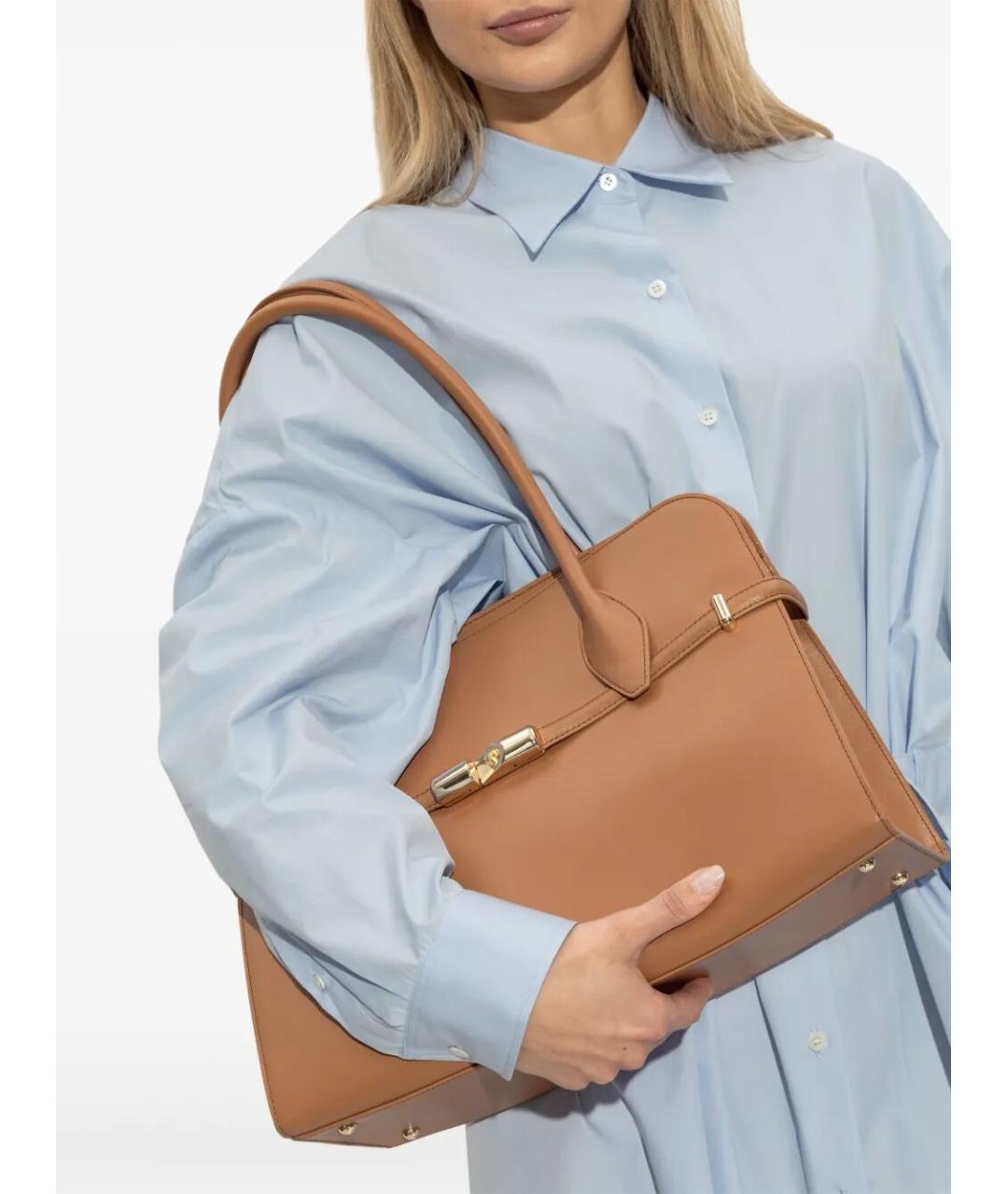 FURLA Коричневая кожаная сумка через плечо, фото 5