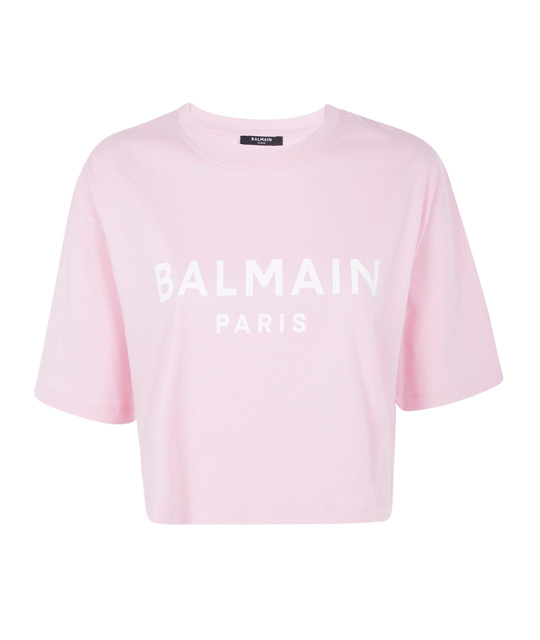 BALMAIN Розовая хлопковая футболка, фото 1