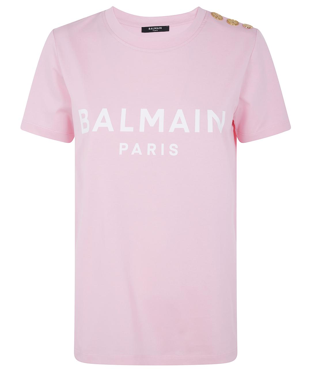BALMAIN Розовая хлопковая футболка, фото 1