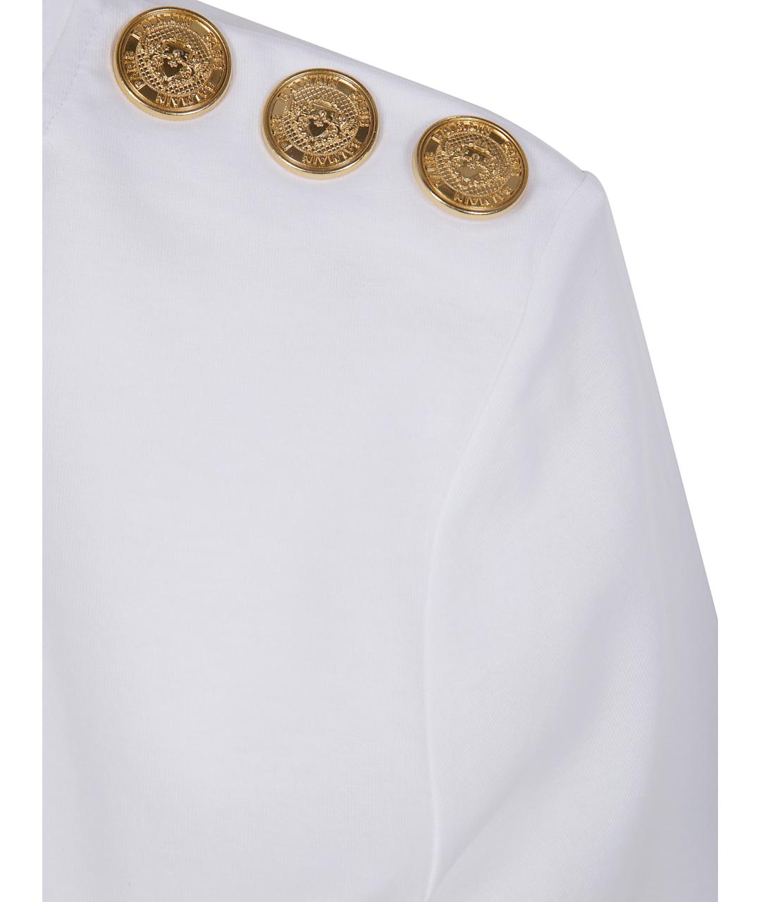 BALMAIN Белая хлопковая футболка, фото 3