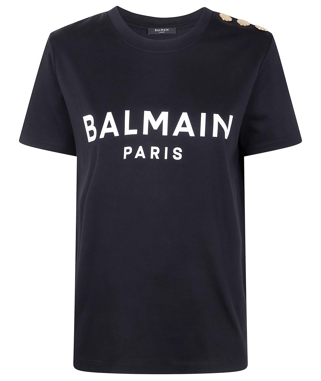 BALMAIN Черная хлопковая футболка, фото 1