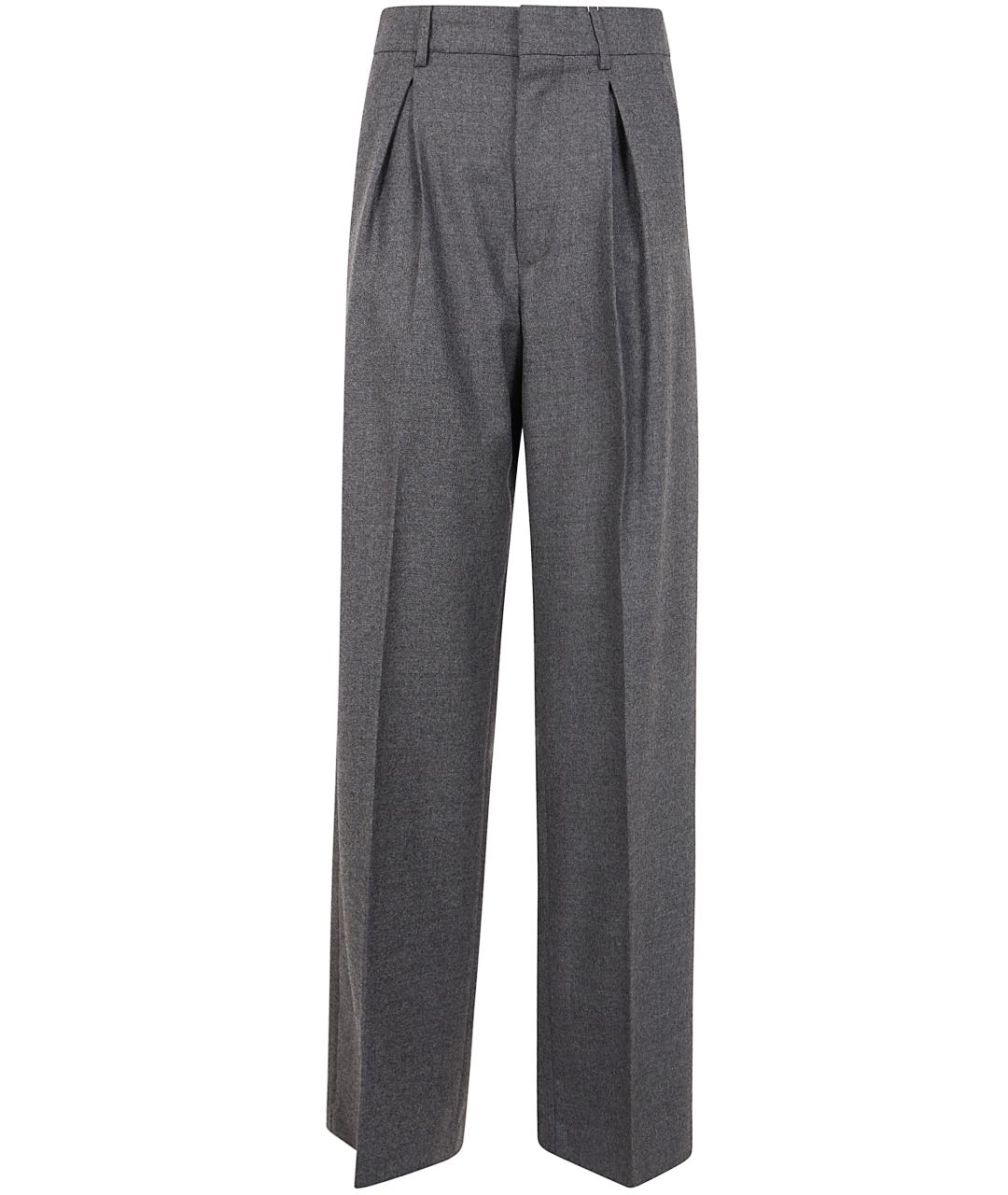 MM6 MAISON MARGIELA Серые шерстяные прямые брюки, фото 1