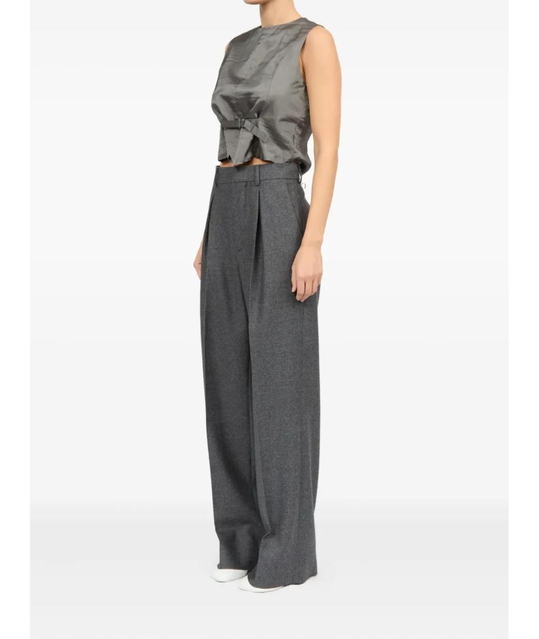MM6 MAISON MARGIELA Серые шерстяные прямые брюки, фото 4