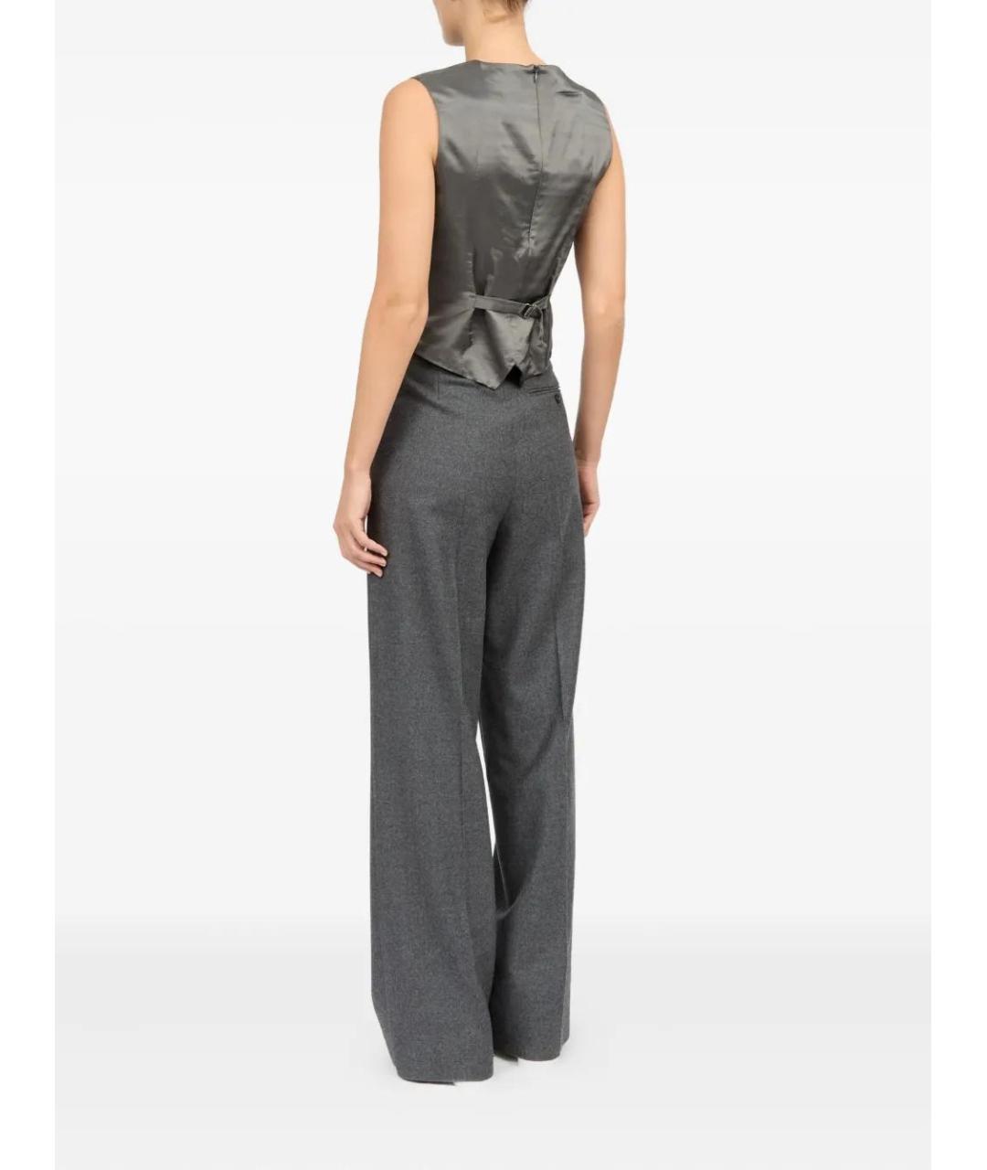MM6 MAISON MARGIELA Серые шерстяные прямые брюки, фото 5