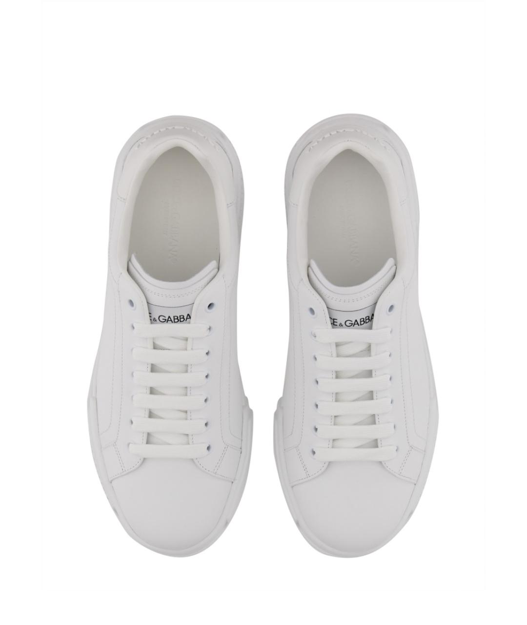 DOLCE&GABBANA Белые кожаные низкие кроссовки / кеды, фото 2