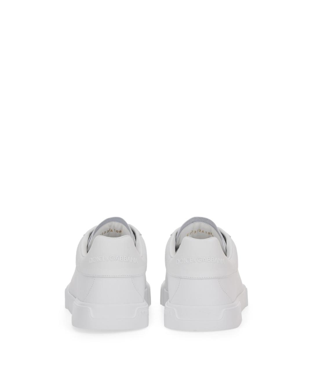 DOLCE&GABBANA Белые кожаные низкие кроссовки / кеды, фото 4
