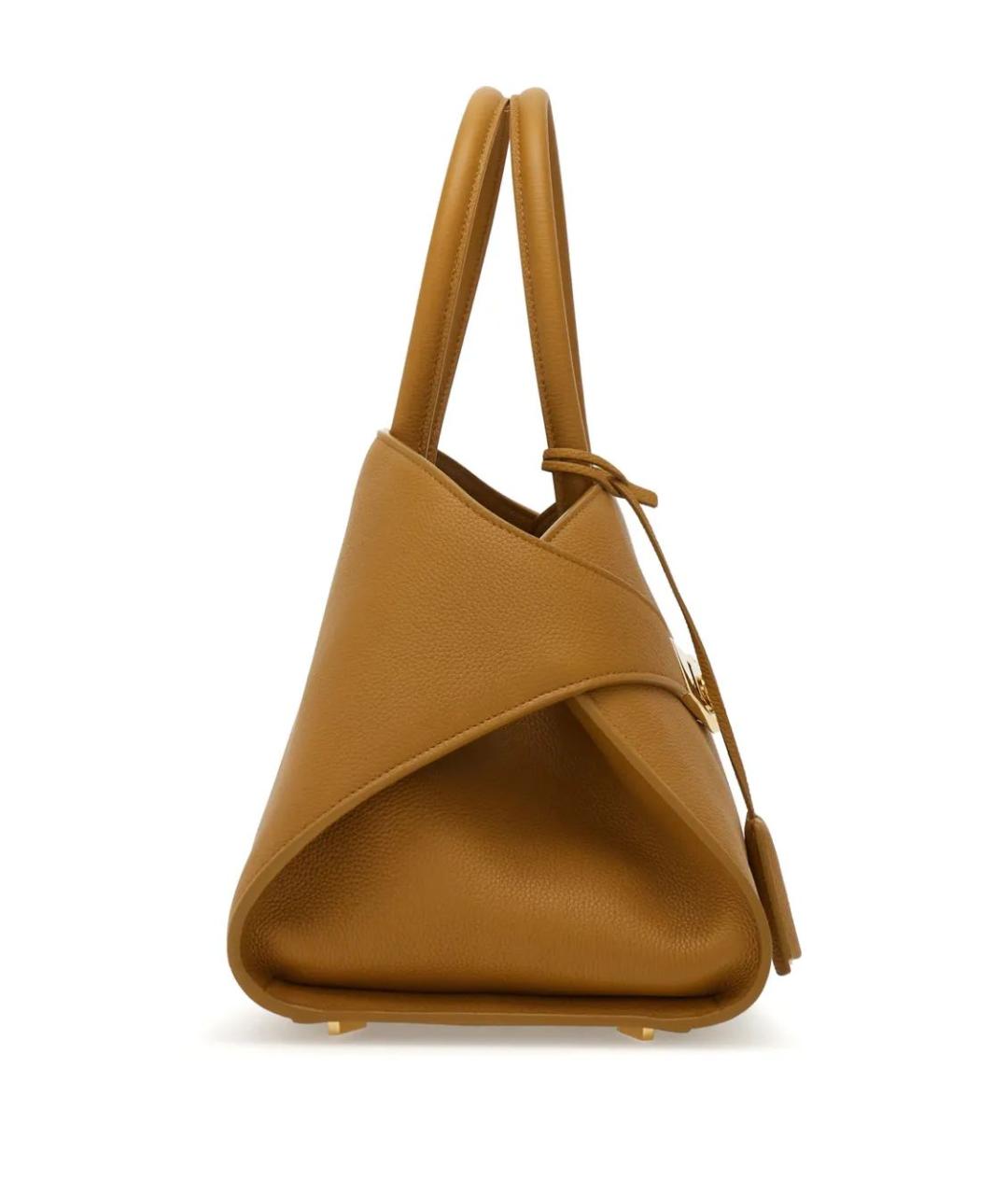 FERRAGAMO Горчичная кожаная сумка тоут, фото 5
