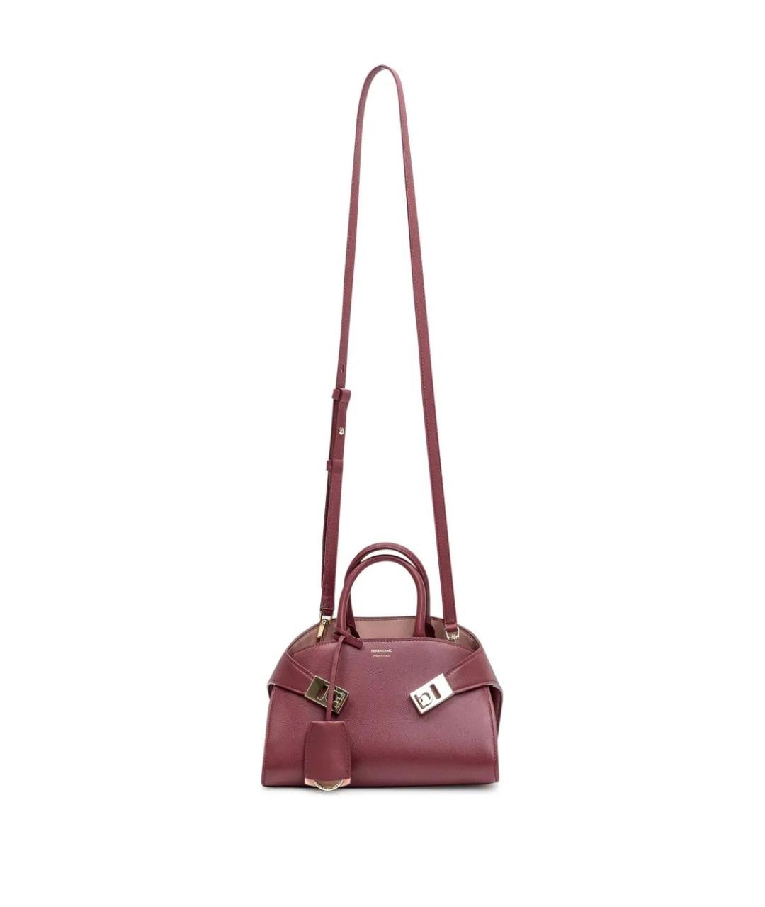 FERRAGAMO Бордовая кожаная сумка тоут, фото 3
