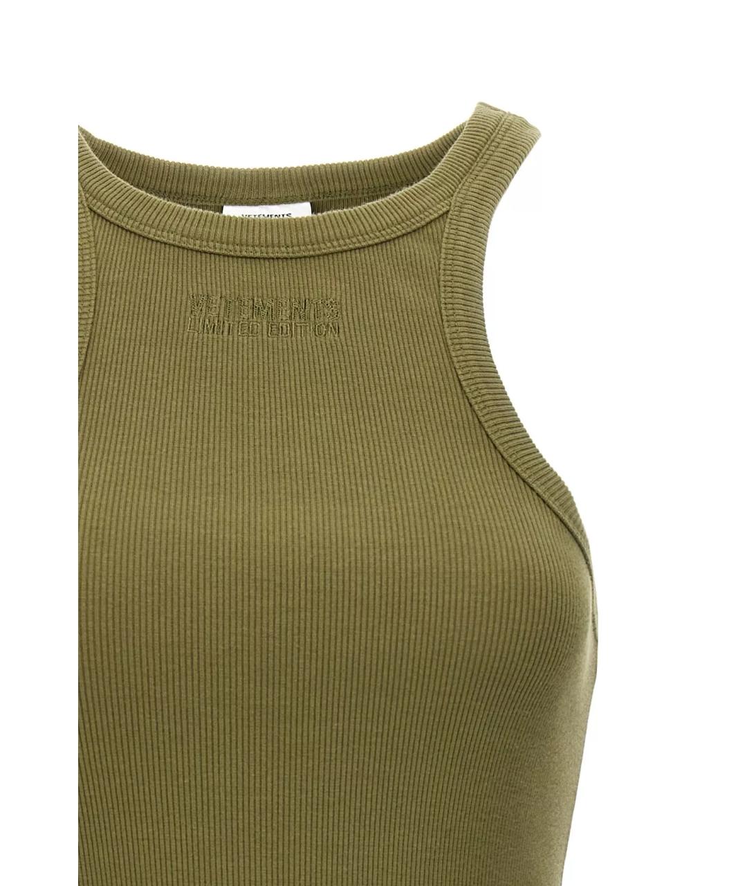 VETEMENTS Хаки хлопко-эластановое повседневное платье, фото 4