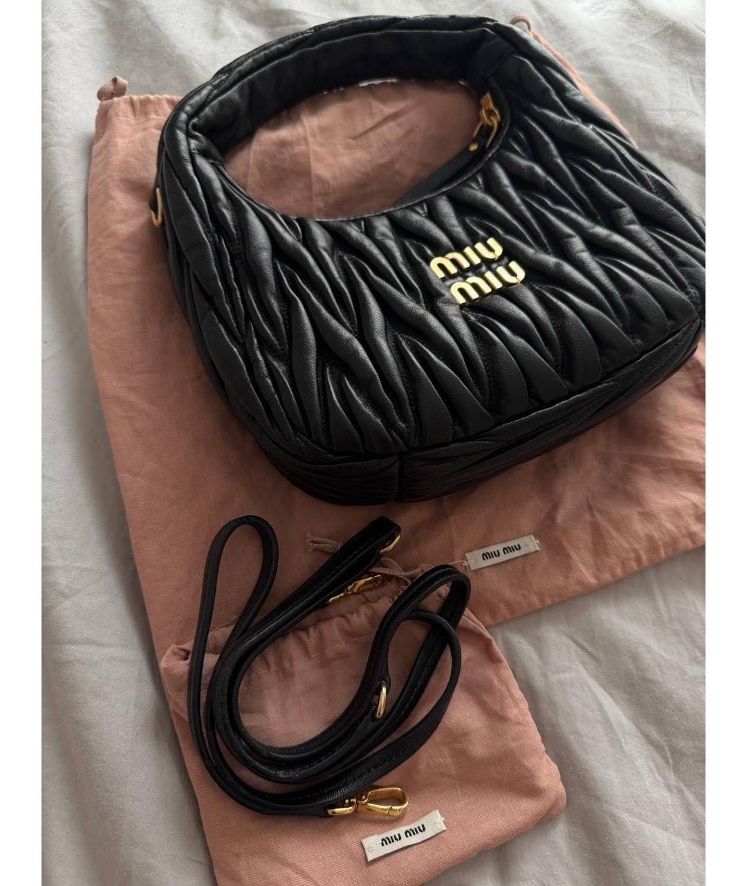 MIU MIU Черная кожаная сумка с короткими ручками, фото 6